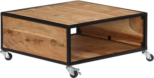 vidaXL Couchtisch aus Massivholz Akazie und Gummiholz in Braun im Industrial Design B/T/H: 70 x 70 x 32 cm - Bild 1