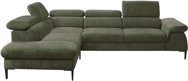 Schlafsofa Sepina von Pascal Morabito in Grün mit L-Form und Samtbezug, Breite: 280 cm - Bild 1