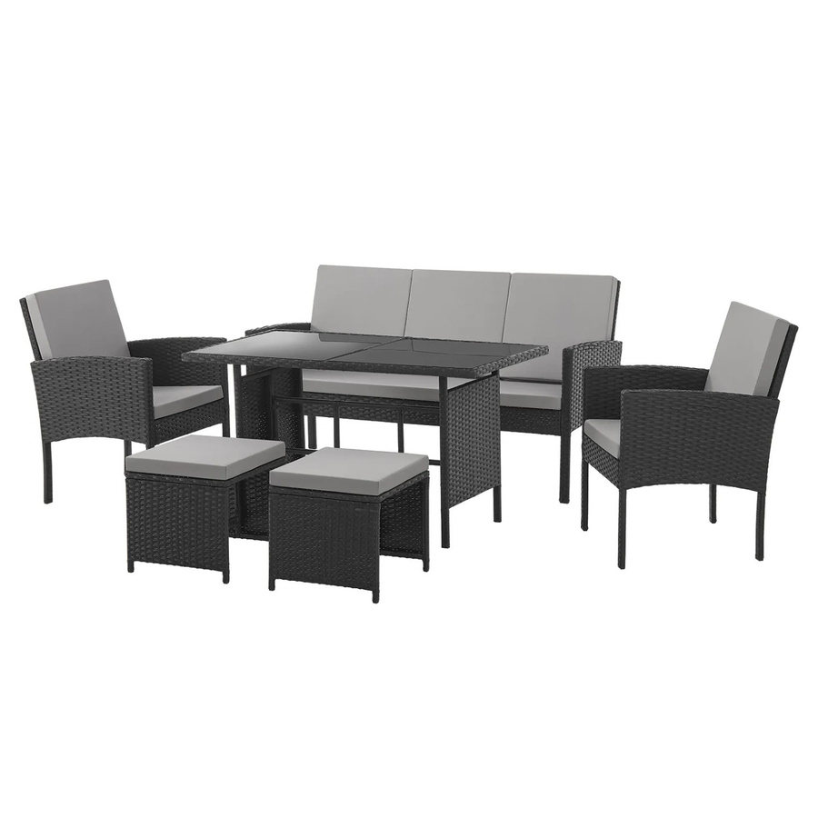 Svita Denver Polyrattan Gartenmöbel Set Essgruppe Lounge in Schwarz - Bild 2
