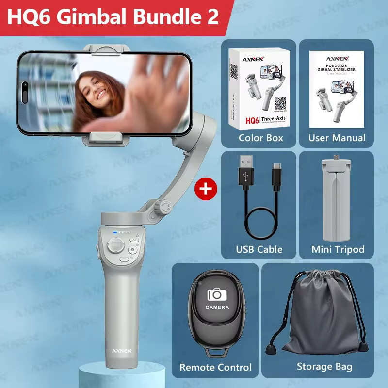 Axnen HQ6 3-Achsen-Gimbal-Handstabilisator für Mobiltelefone mit Fülllicht und Gesichtsverfolgung für Android und iPhone - Bild 6