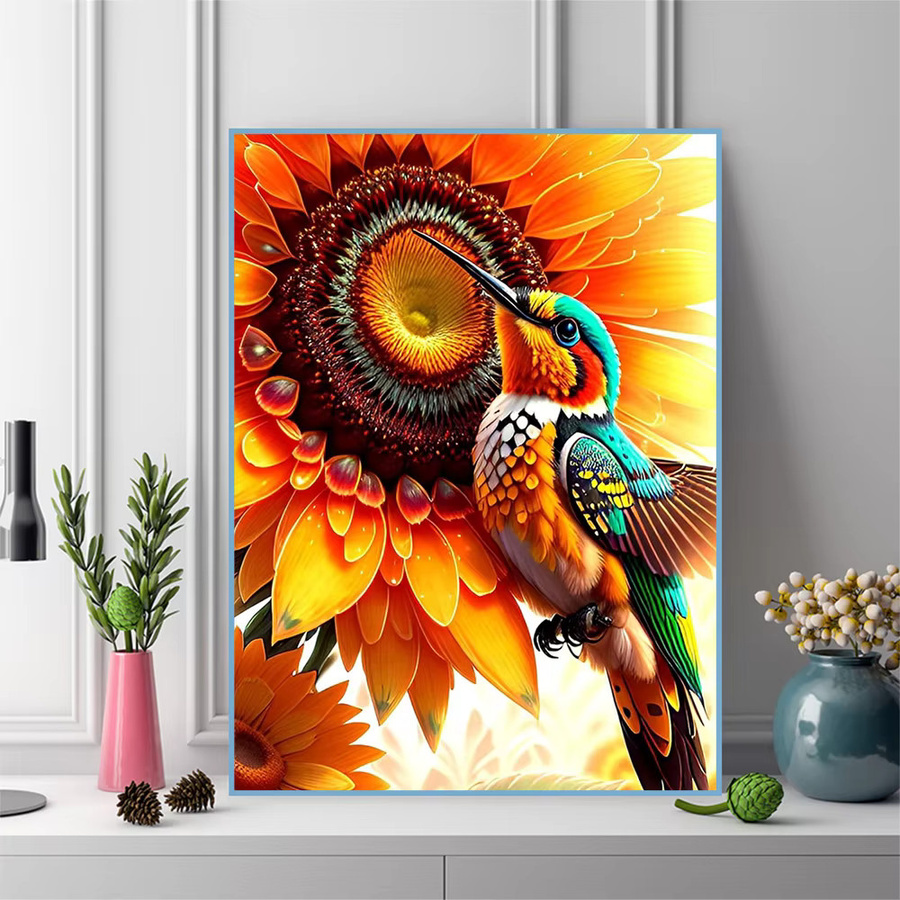 EverShine Diamant Mosaik DIY Bild mit Vogel und Blumen als Strass Malerei in Mehrfarbig, B/H: 30 x 20 cm - Bild 3