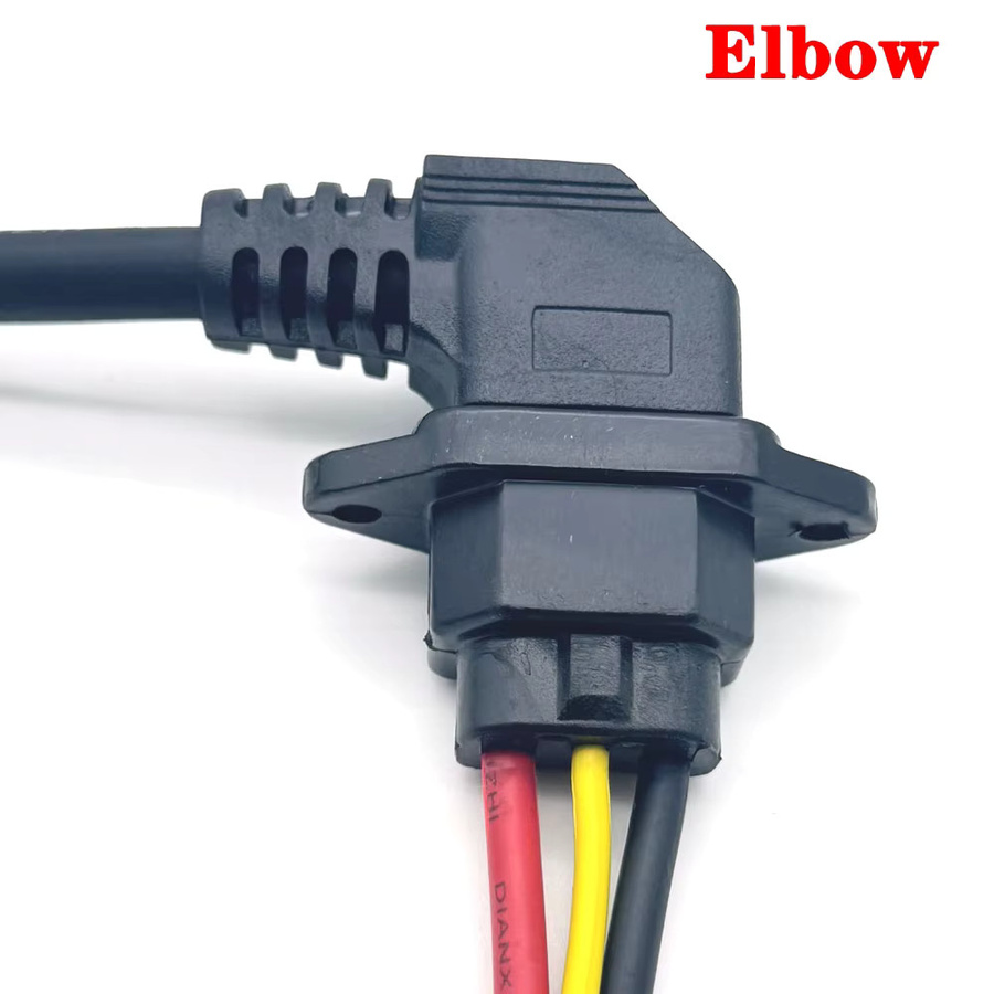 LAJQTAO E-Bike-Akku-Ladestecker mit drei vertikalen Ladebuchsen, 12AWG-Kabel und Winkelanschluss für 60V 72V Elektrofahrzeuge, Schwarz - Bild 3