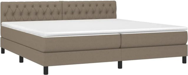 vidaXL Boxspringbett mit Matratze und LED in Taupe, Hybrid-Bett mit USB-Ladeport und Unterbettbeleuchtung, B/T/H: 200 x 203 x 78 cm - Bild 1