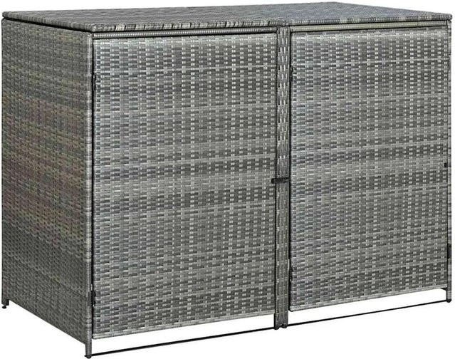 DELUKE Mülltonnenbox TRIE aus Rattan für 2 Tonnen, Farbe Anthrazit, B/T/H: 111 x 148 x 80 cm - Bild 1