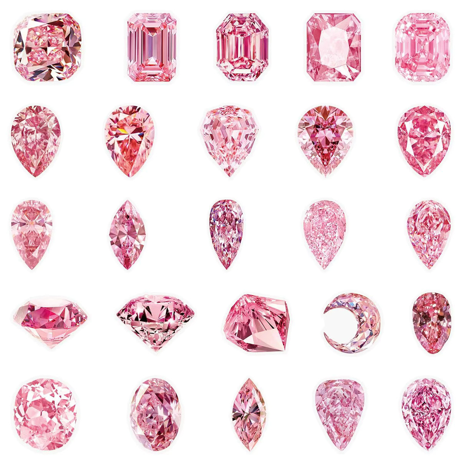 50 oder 100 Stück Cartoon Transparente PET Aufkleber in Rosa mit Diamant-Design zur Dekoration von Handyhüllen, Computern und Gepäck - Bild 2