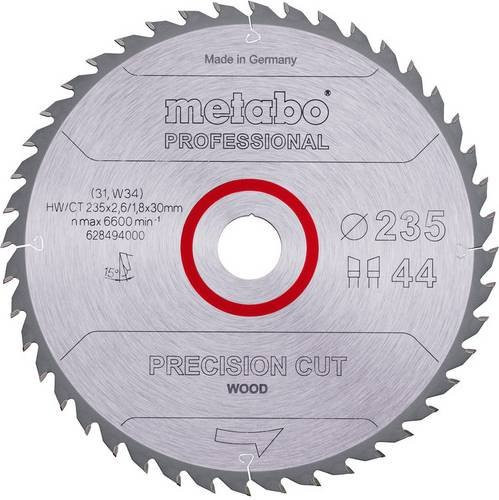 Metabo Kreissägeblatt Precision Cut Wood Professional für Holz, Farbe: Silber, Durchmesser: 235 mm, Bohrung: 30 mm, Schnittdicke: 2,6 mm, Zähne: 44 - Bild 1