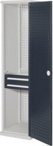 Kappes Schubladenschrank RasterPlan schmal mit 4 Lochplattentüren in Grau und Weiß, B/T/H: 60 x 60 x 110 cm - Bild 1