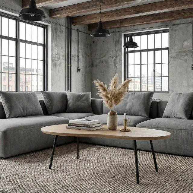 Couchtisch Finebuy in Nierenform aus Massivholz in White Wash und Beige - Bild 1