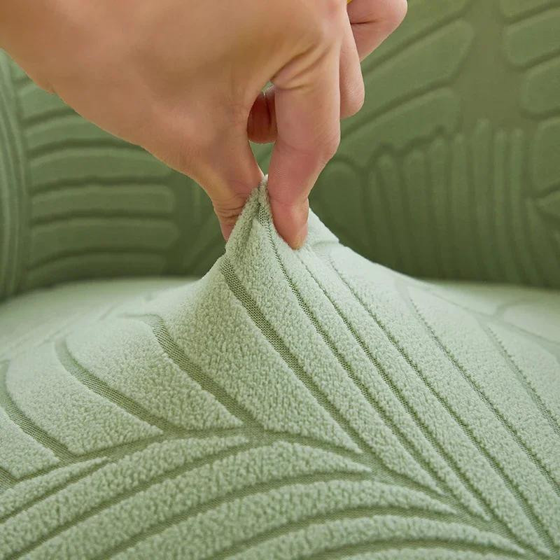 Rutschfester Jacquard-Stuhlbezug mit floralem Blättermuster in Grün für Büro-Hochsessel und Esszimmerstühle, elastisch und waschbar - Bild 2