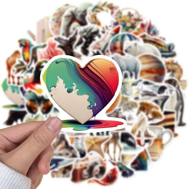 50-teiliges Set BulingBulingStickers Store Vintage-Aufkleber mit minimalistischen Illustrationen in Multicolour für Notizbücher und Gepäck - Bild 1