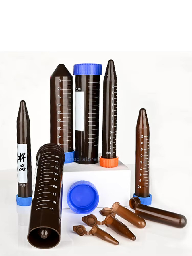 NINTH LIFE Zentrifuge Reagenzglas aus Kunststoff in Braun mit Skala und Snap Cap für Laboranalyse, 5 ml bis 15 ml - Bild 3