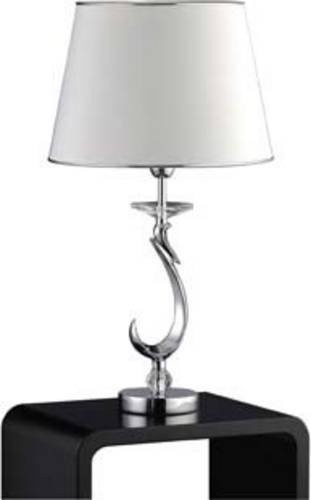 Brumberg LED-Tischlampe Chrom mit E27 Fassung und weißem Stoffschirm - Bild 1