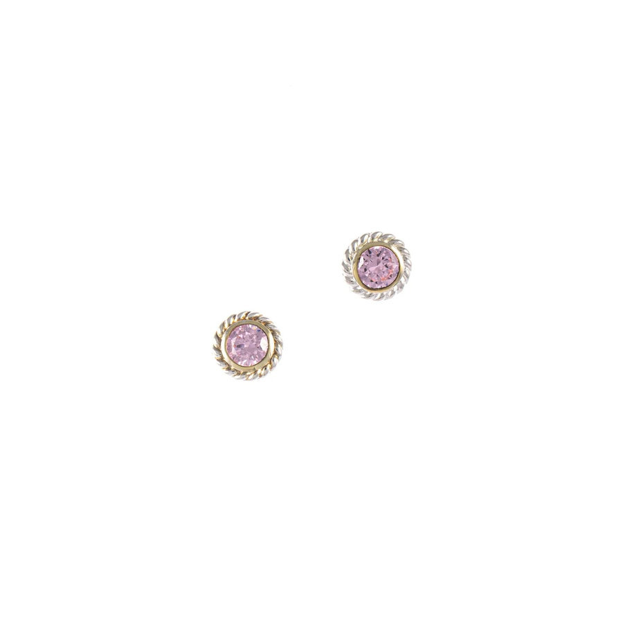Ohrstecker 925 Silber, teilvergoldet, Zirkonia, rosa, Damen - Bild 1