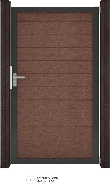 GroJa Solid Steckzaun Tor Universal-DIN Terra in Anthrazit, B/H: 100 x 180 cm - Bild 1
