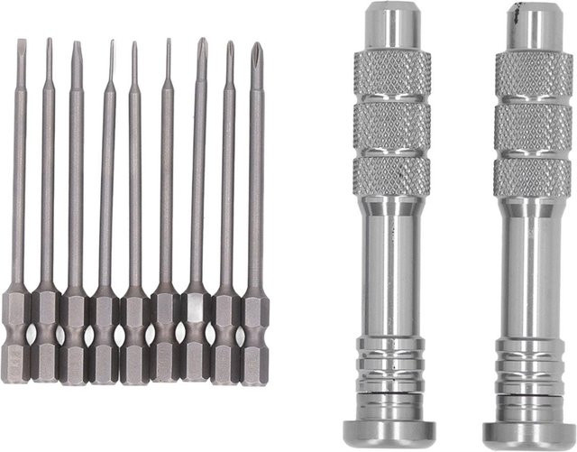 Meterk Schlitzschraubendreher-Set aus Stahl in Grau und Silber mit 9 Bits und 2 Griffen für Kameraobjektive, Computer und Elektrik - Bild 1