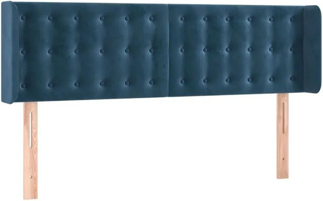 vidaXL LED Kopfteil aus Samt in Dunkelblau mit USB-Ladeport und integrierter Beleuchtung, B/T/H: 147 x 16 x 78/88 cm - Bild 1