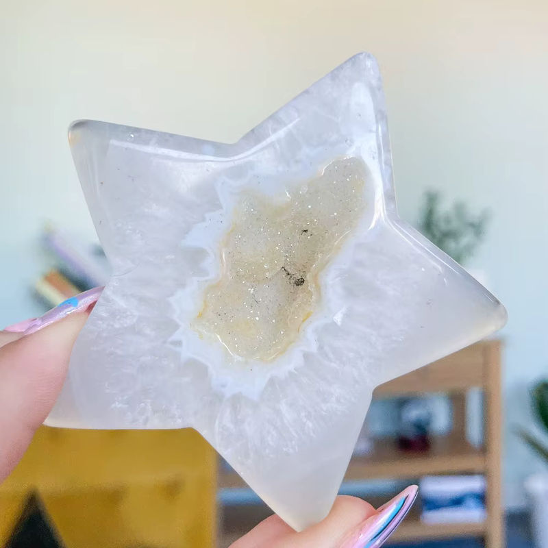 CrystalHola Achat-Geode-Stern in Weiß zur Dekoration und für DIY-Schmuckherstellung, B/T/H: 5,5 x 5,5 x 5,5 cm - Bild 2