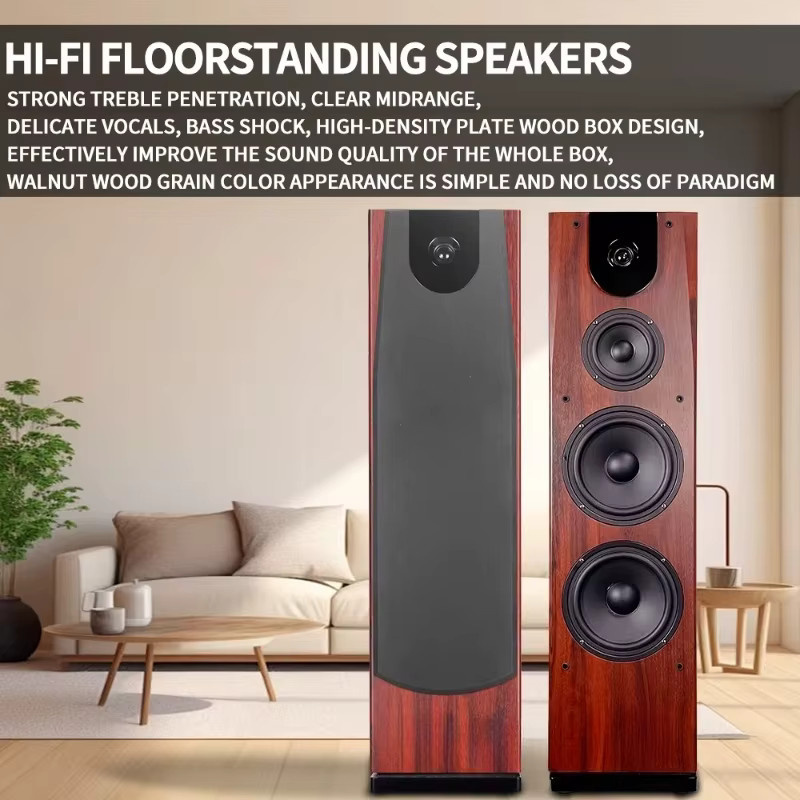 Tower 2.0 Passiver HiFi-Standlautsprecher mit drei Frequenzbändern und Holzgehäuse in Braun - Bild 5