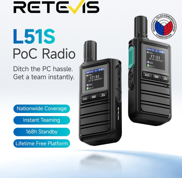 Retevis L51S POC-Funkgerät mit 4G-Netzwerk und GPS, Schwarz, 4000mAh Akku - Bild 1