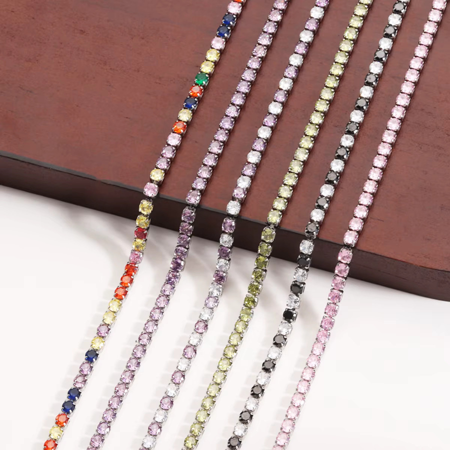 YUYAN Tennis Choker Halskette, Edelstahl, Silber, Zirkonia, Kristall, Damen - Bild 2