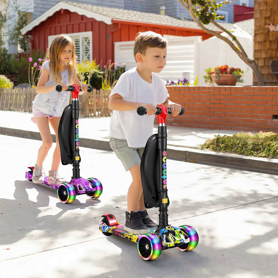 Faltbarer Kinderroller mit Pedalen, Handbremse und Bremsbelag, höhenverstellbar, ab 2 Jahre - Bild 6