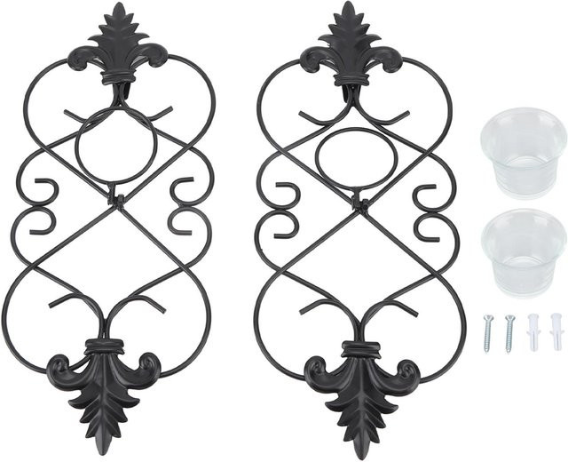 2er-Set Wandkerzenhalter aus Eisen von OutsideWorld in Schwarz für Tealight und Dekoration - Bild 1