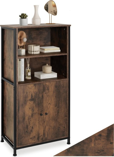 tectake Highboard Doncaster Industrial Style aus Holz und Stahl in Dunkelbraun, B/T/H: 60 x 38 x 125 cm - Bild 1