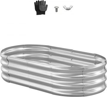VEVOR Hochbeet aus Metall in Silber, ovales Pflanzbeet mit offenem Boden und abgerundeten Kanten, B/T/H: 120 x 60 x 29 cm - Bild 1