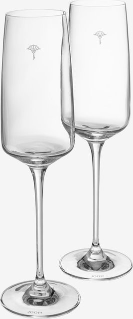 JOOP! Champagnerglas Single Cornflower 2er Set aus Kristallglas, Transparent/Weiß - Bild 1