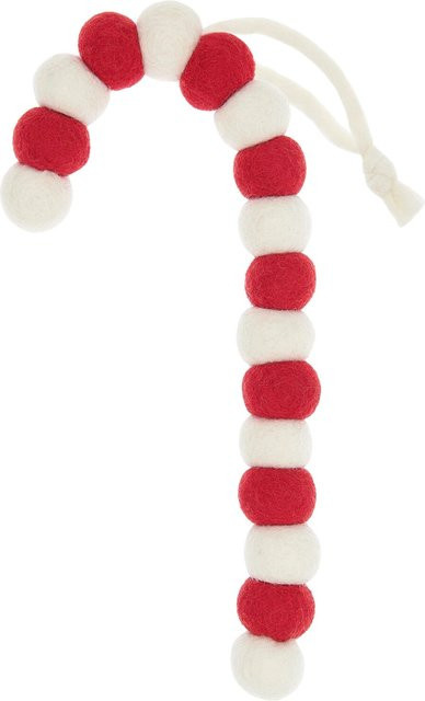 Rico Design Weihnachts-Aufhänger Zuckerstange aus Filzkugeln in Rot/Weiß - Bild 1