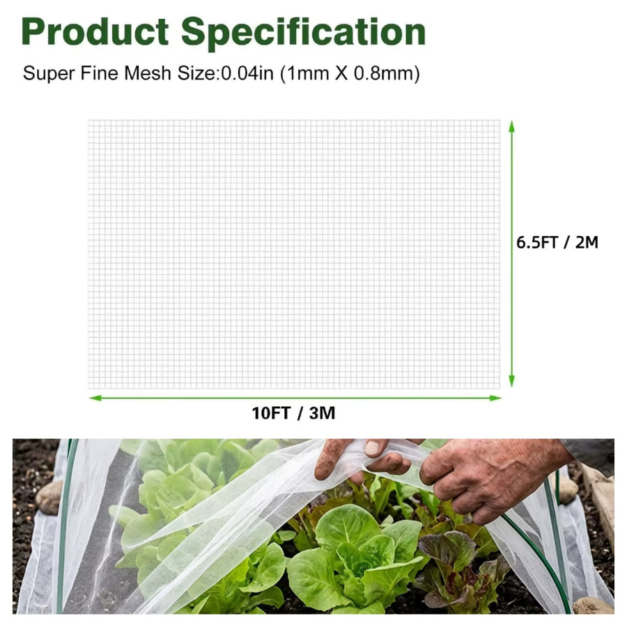 2er-Pack Ultrafeines Gartennetz in Weiß als Pflanzenschutz und Vogelschutz für Gemüse, Obst und Blumen, B/H: 198 x 305 cm - Bild 4