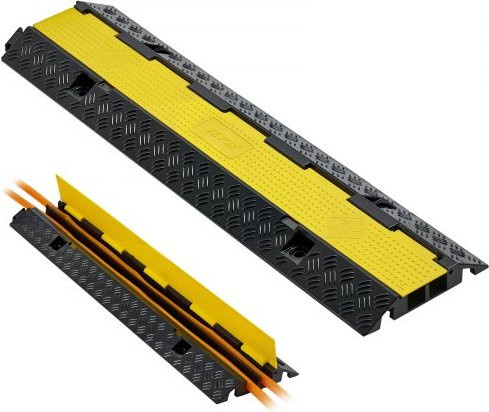 VEVOR Kabelbrücke aus Gummi in Schwarz-Gelb mit 2 Kanälen, Überfahrschutz und Stolperschutz, Breite: 1005 mm, Kanalgröße: 32 x 31 mm - Bild 1