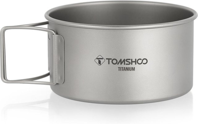 TOMSHOO Titanschüssel mit klappbaren Griffen in Silber für Outdoor, Camping und Wandern - Bild 1