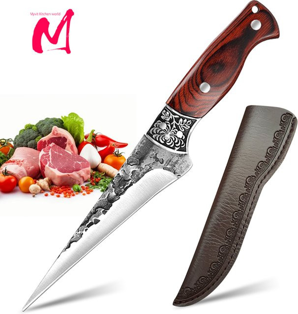 Handgeschmiedetes MYVIT Ausbeinmesser mit Holzgriff für Fleisch, Fisch und Obst - Bild 1