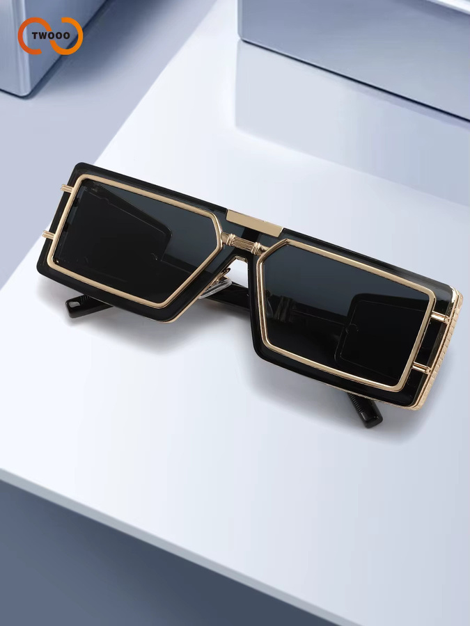 TWOOO Sonnenbrille, Rechteckig, Vollrand, Metall, Unisex, Schwarz - Bild 4