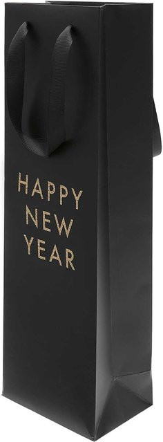 Rico Design Paper Poetry Flaschentüte Happy New Year Schwarz B/T/H: 12 x 8 x 36,5 cm - Bild 1
