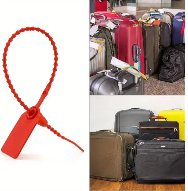 100 Stück Kunststoff-Tamper-Dichtungen in Rot als selbstsichernde Sicherheits-Kabelbinder und Sicherheitsetikett für Feuerlöscher - Bild 1