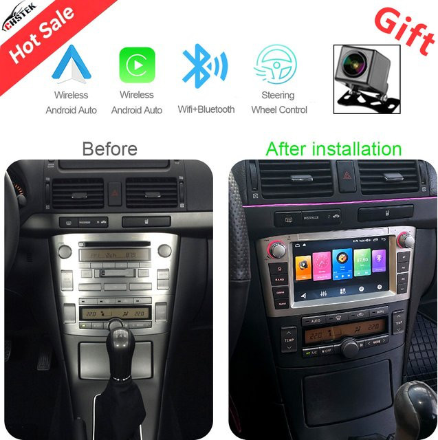 CHSTEK Android Autoradio für Toyota Avensis T25 mit Carplay, GPS, WIFI und SWC in Schwarz - Bild 1