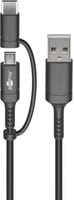 goobay USB 2.0 Kabel mit USB-A Stecker auf USB-C und Micro-USB Stecker, Schwarz - Bild 1