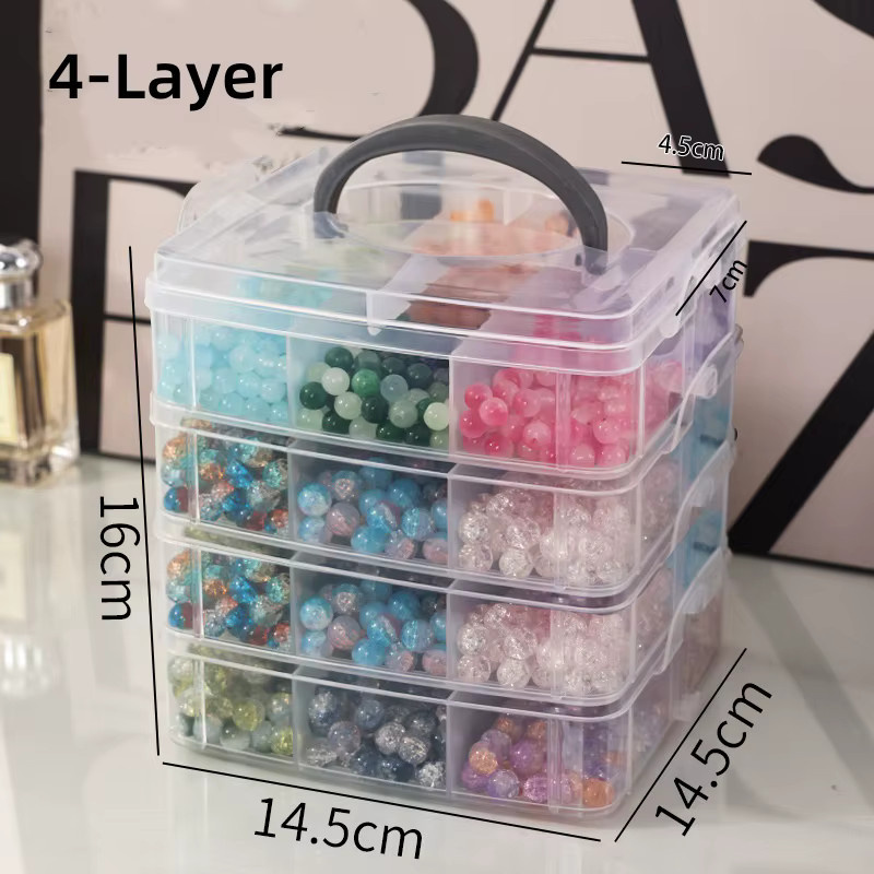 Stapelbare Aufbewahrungsbox aus Kunststoff in Transparent mit verstellbaren Fächern für Schmuck und Bastelzubehör - Bild 4