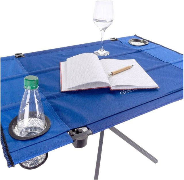 VCM Campingtisch faltbar blau mit Getränkehalter aus Stahl und Polyester, B/T/H: 80 x 50 x 50 cm - Bild 1