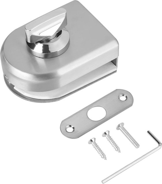 CosyHome Edelstahl Glastürschloss mit Drehknopf in Silber für 10-12mm Glasstärke - Bild 1