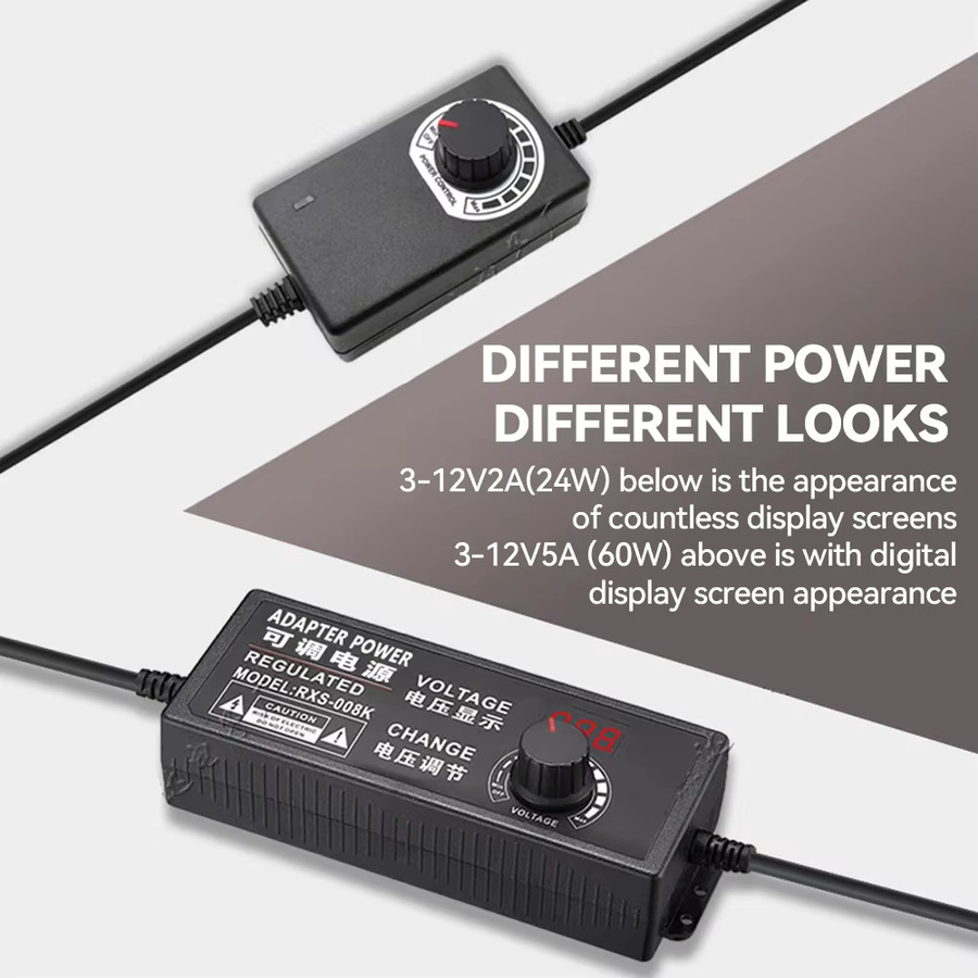 Tragbares Universal-Netzteil 3V-24V-3A mit EU/US-Stecker und Krokodilklemmen, einstellbare AC zu DC Labor-Stromversorgung in Schwarz - Bild 4