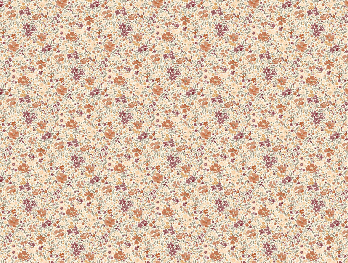 Quenin Tapete Fleurettes Prairie in Orange Multicolour mit floralem Botanical Design aus Vlies - Bild 1
