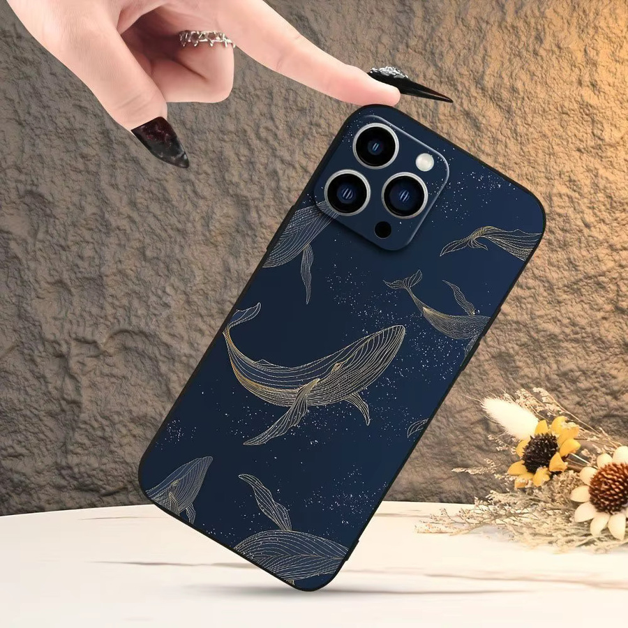 Remazy Handyhülle mit Wal-Design für iPhone, stoßfeste weiche Silikonhülle, Blau - Bild 2