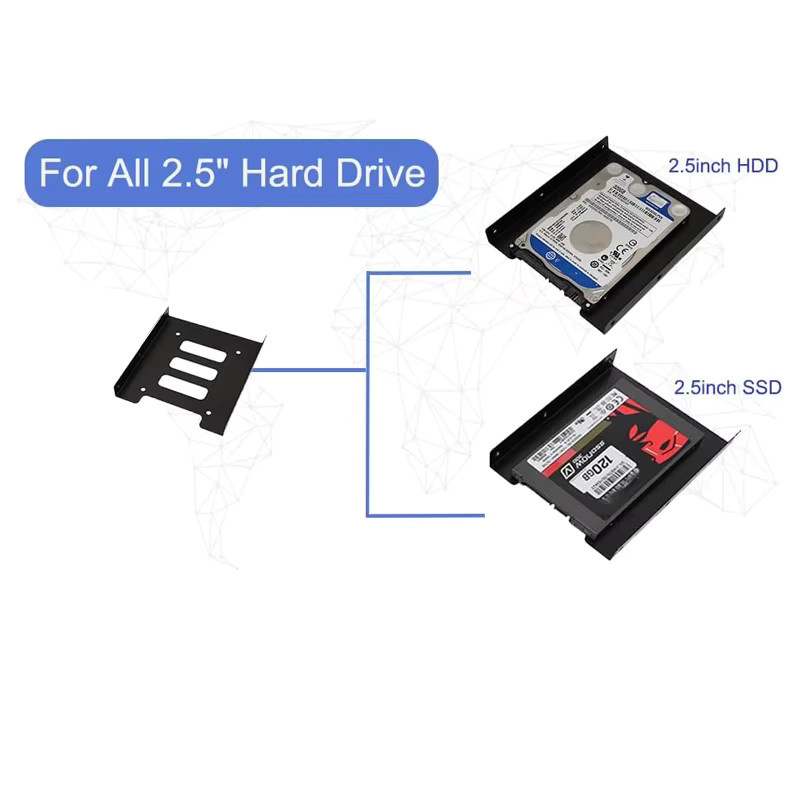 OUYUANSU Festplattenadapter Montagehalterung für 2,5 Zoll auf 3,5 Zoll SSD und HDD in Schwarz - Bild 3