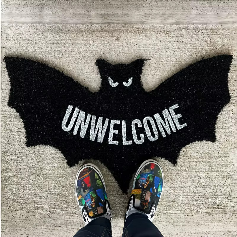 VIKAMA Halloween Fledermaus Fußmatte in Schwarz, dekorativer und waschbarer Outdoor-Teppich mit gotischem Design, B/T: 60 x 40 cm - Bild 3