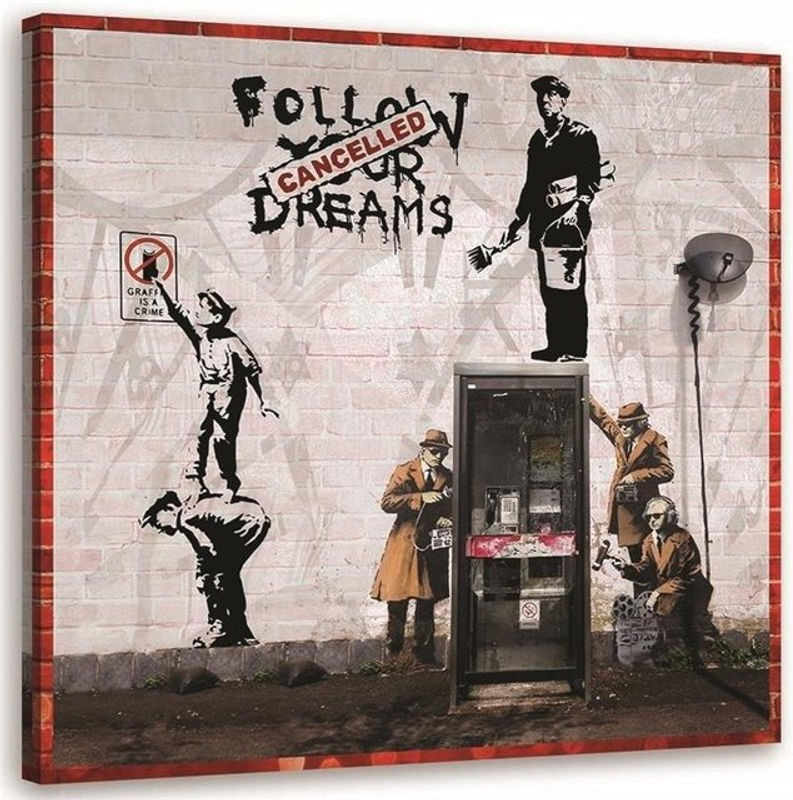 Feeby Street Art Leinwand Banksy Dekoration, Farbe: Weiß, B/H: 30 x 30 cm - Bild 1