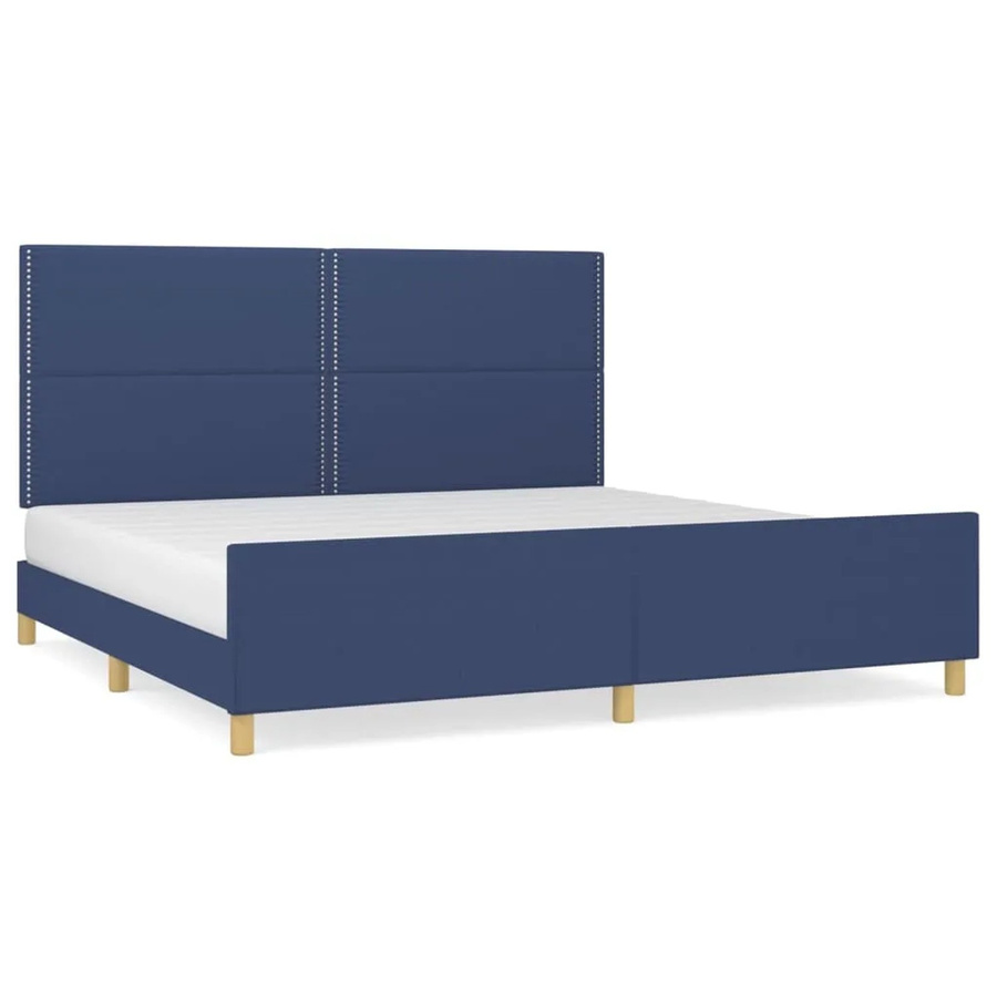 vidaXL Bettgestell mit Kopfteil in Blau aus Stoff und Holz B/T/H: 200 x 203 x 128 cm - Bild 2