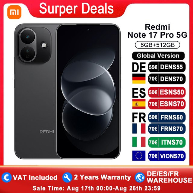 Xiaomi Redmi Note 17 Pro 5G Global Version Smartphone in Schwarz mit 6,83 Zoll Display, Snapdragon 6s Gen 4, 8340mAh Akku und 67W HyperCharge - Bild 1